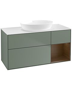 Villeroy und Boch Finion Villeroy und Boch Finion FA71GNGM 120cm, cover plate white matt, shelves Walnut Veneer , Olive Matt Lacquer