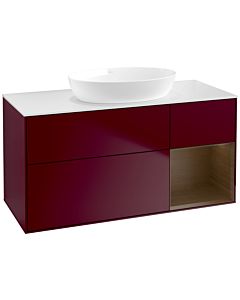 Villeroy und Boch Finion Villeroy und Boch FA71GNHB 120cm, plaque de recouvrement blanc mat, étagères Walnut Veneer , Peony Matt