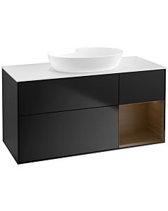 Villeroy und Boch Finion Waschtischunterschrank FA71GNPD 120cm, Abdeckplatte white matt, Regale Walnut Veneer, Black matt lacquer