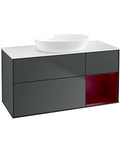 Villeroy und Boch Finion Waschtischunterschrank FA71HBHG 120cm, Abdeckplatte white matt, Regale Peony matt lacquer, Midnight Blue Matt Lacquer