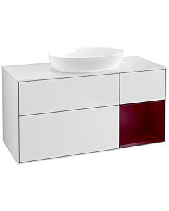 Villeroy und Boch Finion Waschtischunterschrank FA71HBMT 120cm, Abdeckplatte white matt, Regale Peony matt lacquer, White matt lacquer