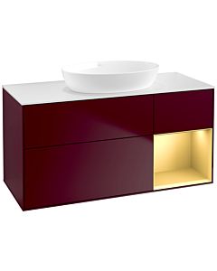 Villeroy und Boch Finion Waschtischunterschrank FA71HFHB 120cm, Abdeckplatte white matt, Regale Gold matt lacquer, Peony Matt