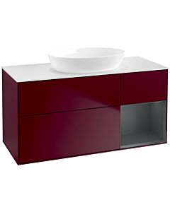 Villeroy und Boch Finion Villeroy und Boch FA71HGHB 120cm, plaque de recouvrement blanc mat, étagères laqué mat Midnight, Peony Matt