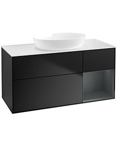 Villeroy und Boch Finion Waschtischunterschrank FA71HGPD 120cm, Abdeckplatte white matt, Regale Midnight matt lacquer, Black matt lacquer