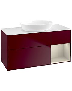 Villeroy und Boch Finion Villeroy und Boch FA71HHHB 120cm, plaque de recouvrement blanc mat, étagères sable laqué mat, Peony Matt