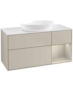 Villeroy und Boch Finion Waschtischunterschrank FA71HHHH 120cm, Abdeckplatte white matt, Regale sand matt lacquer, Sand Matt Lacquer