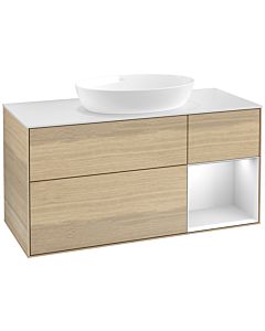 Villeroy und Boch Finion Waschtischunterschrank FA71MTPC 120cm, Abdeckplatte white matt, Regale White matt lacquer, Oak Veneer