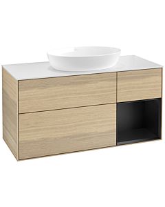 Villeroy und Boch Finion Villeroy und Boch Finion FA71PDPC 120cm, cover plate white matt, shelves black matt lacquer, Oak Veneer