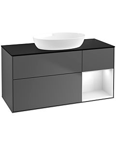 Villeroy und Boch Finion Villeroy und Boch Finion FA72GFGK 120cm, cover plate black matt, shelves Glossy white lacquer, anthracite matt