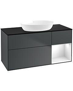Villeroy und Boch Finion Villeroy und Boch Finion FA72GFHG 120cm, cover plate black matt, shelves Glossy white lacquer, Midnight Blue Matt Lacquer