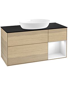 Villeroy und Boch Finion Villeroy und Boch Finion FA72GFPC 120cm, cover plate black matt, shelves Glossy white lacquer, Oak Veneer