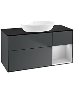 Villeroy und Boch Finion Villeroy und Boch FA72GJHG 120cm, plaque de recouvrement noir mat, étagères laqué gris clair mat, Midnight Blue Matt Lacquer