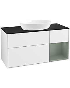 Villeroy und Boch Finion Villeroy und Boch Finion FA72GMGF 120cm, cover plate black matt, shelves olive matt lacquer, glossy white lacquer