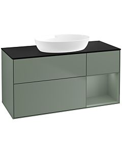 Villeroy und Boch Finion Waschtischunterschrank FA72GMGM 120cm, Abdeckplatte black matt, Regale Olive matt lacquer, Olive Matt Lacquer