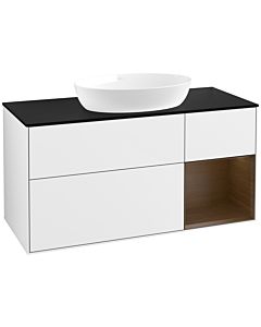 Villeroy und Boch Finion Villeroy und Boch Finion FA72GNGF 120cm, cover plate black matt, shelves Walnut Veneer , glossy white lacquer