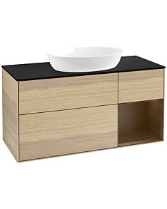 Villeroy und Boch Finion Villeroy und Boch FA72GNPC 120cm, plaque de recouvrement noir mat, étagères Walnut Veneer , Oak Veneer