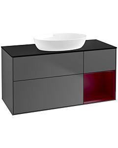 Villeroy und Boch Finion Villeroy und Boch FA72HBGK 120cm, plaque de recouvrement noir mat, étagères Peony laqué mat, anthracite mat