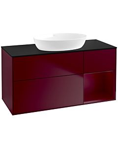 Villeroy und Boch Finion Villeroy und Boch FA72HBHB 120cm, plaque de recouvrement noir mat, étagères en laque matte Peony , Peony Matt