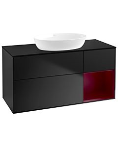 Villeroy und Boch Finion Waschtischunterschrank FA72HBPD 120cm, Abdeckplatte black matt, Regale Peony matt lacquer, Black matt lacquer