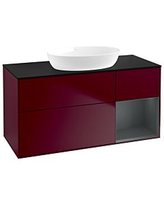 Villeroy und Boch Finion Villeroy und Boch FA72HGHB 120cm, plaque de recouvrement noir mat, étagères laqué mat Midnight, Peony Matt