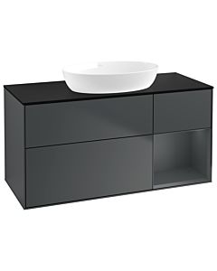 Villeroy und Boch Finion Waschtischunterschrank FA72HGHG 120cm, Abdeckplatte black matt, Regale Midnight matt lacquer, Midnight Blue Matt Lacquer
