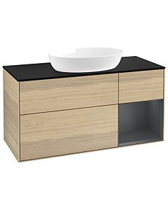 Villeroy und Boch Finion Villeroy und Boch Finion FA72HGPC 120cm, cover plate black matt, shelves midnight matt lacquer, Oak Veneer