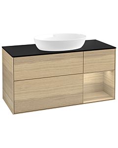 Villeroy und Boch Finion Waschtischunterschrank FA72PCPC 120cm, Abdeckplatte black matt, Regale Oak Veneer, Oak Veneer