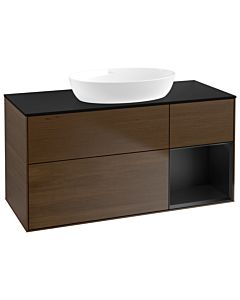 Villeroy und Boch Finion Villeroy und Boch Finion FA72PDGN 120cm, cover plate black matt, shelves black matt lacquer, walnut veneer