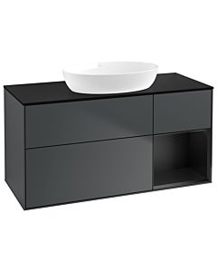 Villeroy und Boch Finion Waschtischunterschrank FA72PDHG 120cm, Abdeckplatte black matt, Regale Black matt lacquer, Midnight Blue Matt Lacquer