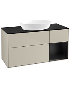Villeroy und Boch Finion Waschtischunterschrank FA72PDHH 120cm, Abdeckplatte black matt, Regale Black matt lacquer, Sand Matt Lacquer