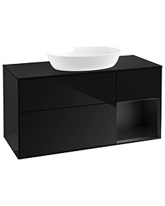 Villeroy und Boch Finion Waschtischunterschrank FA72PDPH 120cm, Abdeckplatte black matt, Regale Black matt lacquer, Glossy Black Lacquer