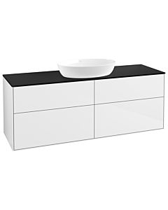 Villeroy und Boch Finion Waschtischunterschrank FA9200GF 160x60,3cm, Abdeckplatte black matt, Glossy white lacquer