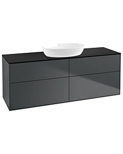 Villeroy und Boch Finion Waschtischunterschrank FA9200HG 160x60,3cm, Abdeckplatte black matt, Midnight Blue Matt Lacquer