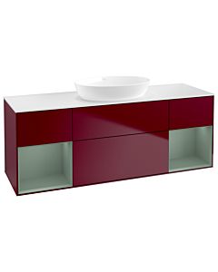 Villeroy und Boch Finion Villeroy und Boch FD01GMHB 120cm, plaque de recouvrement blanc mat, étagères laqué olive mat, Peony Matt