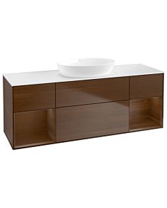 Villeroy und Boch Finion Waschtischunterschrank FD01GNGN 120cm, Abdeckplatte white matt, Regale Walnut Veneer, Walnut veneer