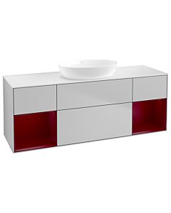 Villeroy und Boch Finion Waschtischunterschrank FD01HBGJ 120cm, Abdeckplatte white matt, Regale Peony matt lacquer, Light grey matt