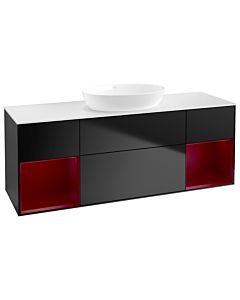 Villeroy und Boch Finion Waschtischunterschrank FD01HBPD 120cm, Abdeckplatte white matt, Regale Peony matt lacquer, Black matt lacquer