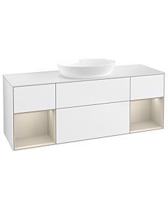 Villeroy und Boch Finion Villeroy und Boch FD01HHGF 120cm, plateau blanc mat, étagères laquées mates, laqué blanc brillant