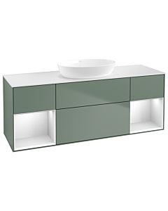 Villeroy und Boch Finion Waschtischunterschrank FD01MTGM 120cm, Abdeckplatte white matt, Regale White matt lacquer, Olive Matt Lacquer