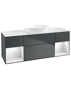 Villeroy und Boch Finion Waschtischunterschrank FD01MTHG 120cm, Abdeckplatte white matt, Regale White matt lacquer, Midnight Blue Matt Lacquer
