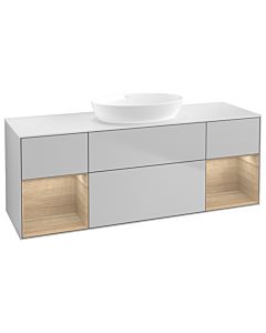 Villeroy und Boch Finion Waschtischunterschrank FD01PCGJ 120cm, Abdeckplatte white matt, Regale Oak Veneer, Light grey matt