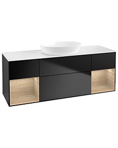 Villeroy und Boch Finion Villeroy und Boch FD01PCPD 120cm, plaque de recouvrement blanc mat, étagères Oak Veneer , laqué noir mat