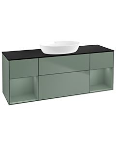 Villeroy und Boch Finion Waschtischunterschrank FD02GMGM 120cm, Abdeckplatte black matt, Regale Olive matt lacquer, Olive Matt Lacquer