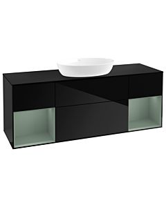 Villeroy und Boch Finion Waschtischunterschrank FD02GMPH 120cm, Abdeckplatte black matt, Regale Olive matt lacquer, Glossy Black Lacquer