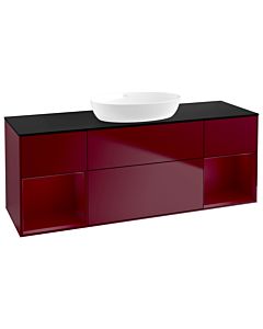 Villeroy und Boch Finion Waschtischunterschrank FD02HBHB 120cm, Abdeckplatte black matt, Regale Peony matt lacquer, Peony Matt