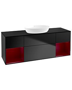 Villeroy und Boch Finion Villeroy und Boch FD02HBPD 120cm, plaque de recouvrement noir mat, étagères Peony laqué mat, laqué noir mat