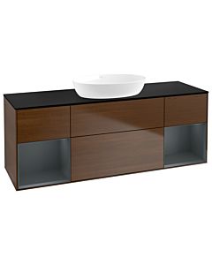 Villeroy und Boch Finion Villeroy und Boch Finion FD02HGGN 120cm, cover plate black matt, shelves midnight matt lacquer, walnut veneer