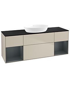 Villeroy und Boch Finion Waschtischunterschrank FD02HGHH 120cm, Abdeckplatte black matt, Regale Midnight matt lacquer, Sand Matt Lacquer