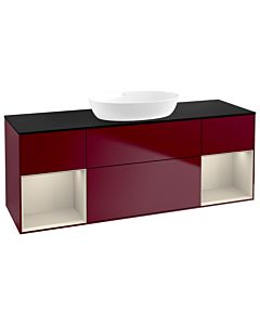 Villeroy und Boch Finion Villeroy und Boch FD02HHHB 120cm, plaque de recouvrement noir mat, étagères sable laqué mat, Peony Matt