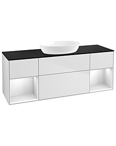 Villeroy und Boch Finion Waschtischunterschrank FD02MTMT 120cm, Abdeckplatte black matt, Regale White matt lacquer, White matt lacquer